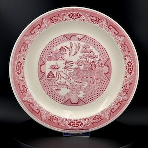Piatto da portata vintage in salice rosso/rosa – Royal China Co. – Transferware rosso/rosa – 12,25"