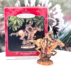 Vintage Hallmark Keepsake Ornament – "Pony Express Rider" 1998 – Old West Series #1 – New Collector Series
