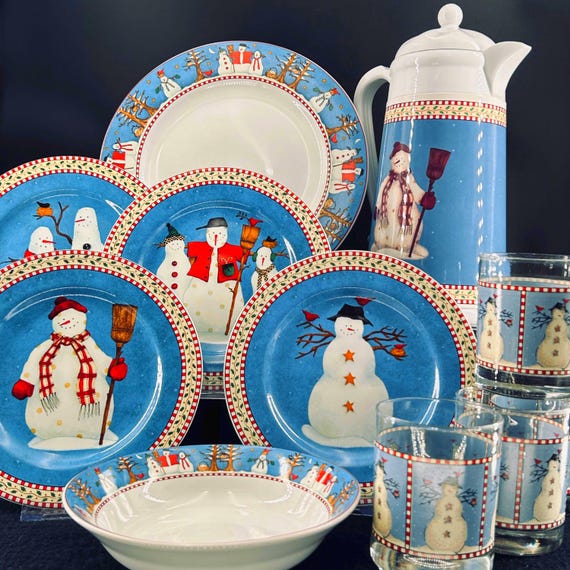 Vintage - Debbie Mumm - Sakura Snowman Dinnerware – Christmas