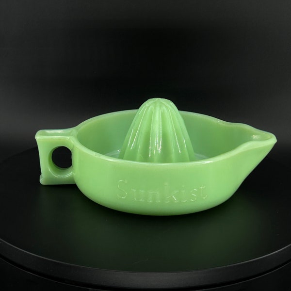 Vintage - McKee - Sunkist - Skokie Green / Jadeite - 1930s - Citrus Hand Juicer / Reamer - Depression Glass - Barware