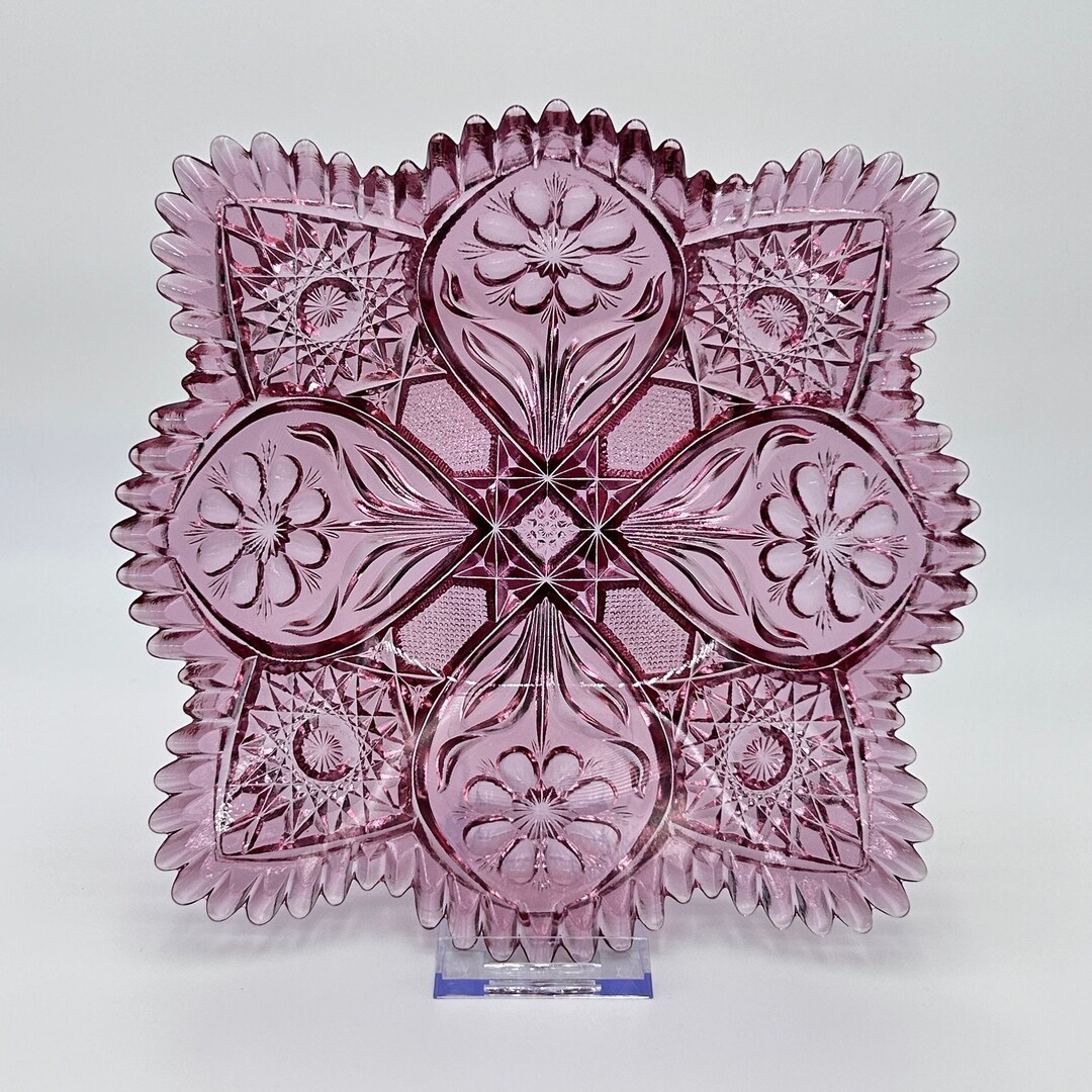 La Rochelle Aka cosmos Cranberry/pink by Imperial Glass Co. Square 9.5