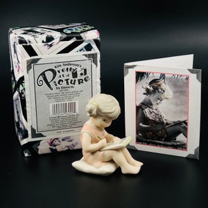Vintage Kim Anderson &quot;Pretty As A Picture&quot; Figurine – Girl Writing Letter – Enesco #487260, Original Box
