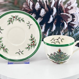 Spode Christmas Tree Cup and Saucer  – Holiday Dishes – Classic Christmas Tableware