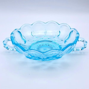 vintage - Anchor Hocking - Bol en verre turquoise - Porte-bonbons / Porte-objets - Verrerie Mid-Century