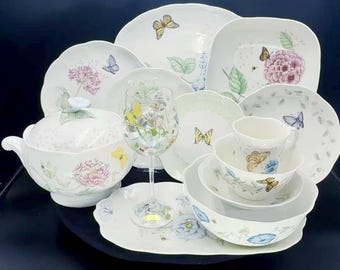 Vintage Lenox - Kolekcja porcelany Butterfly Meadow od Louise Le Luyer - Naczynia obiadowe na wiosnę/lato