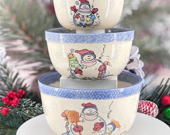 Vintage - Snowmen Nesting Bowls - Set of 3 – Christmas Mixing & Snack Bowls