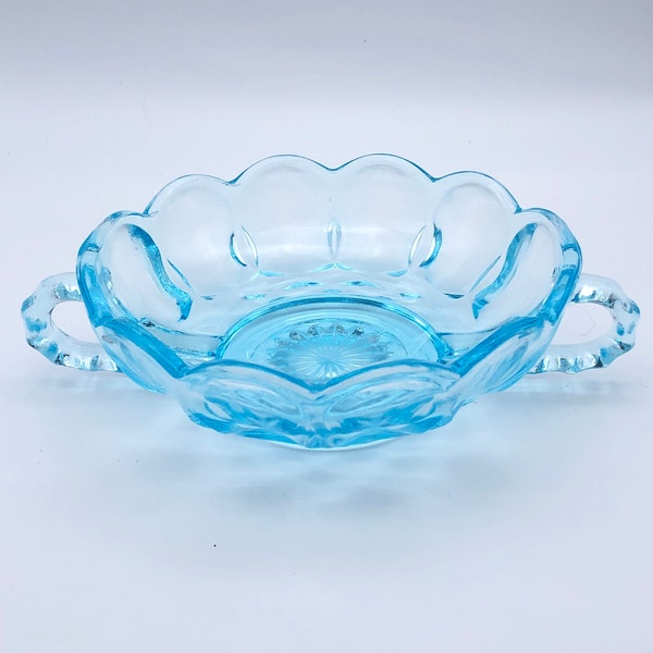 Vintage Anker Hocking Aqua Glas Schüssel Candy Dish/Schmuck Dish