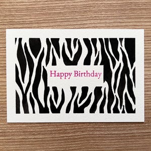 Carte de vœux, Anniversaire, motif zèbre