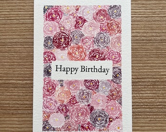 Greeting card, Birthday, Flowers