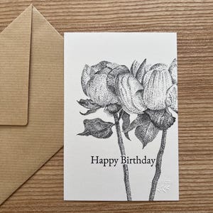 Carte de vœux, Anniversaire, Fleurs, pointillisme (reproduction de l’originale)