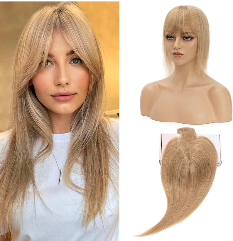 Human Hair Toppers With Bang fringe for Women Uk Thinning Hair Real