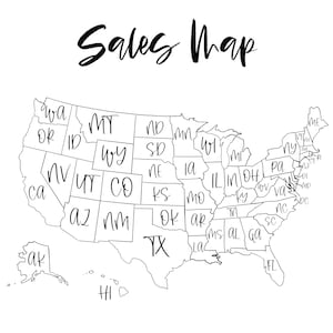 Suivi de la carte des ventes | Procréation ou version imprimable États-Unis| Carte des ventes Etsy | Carte des buts | Carte à colorier | Etats-Unis | Carte des ventes aux États-Unis | Procréer