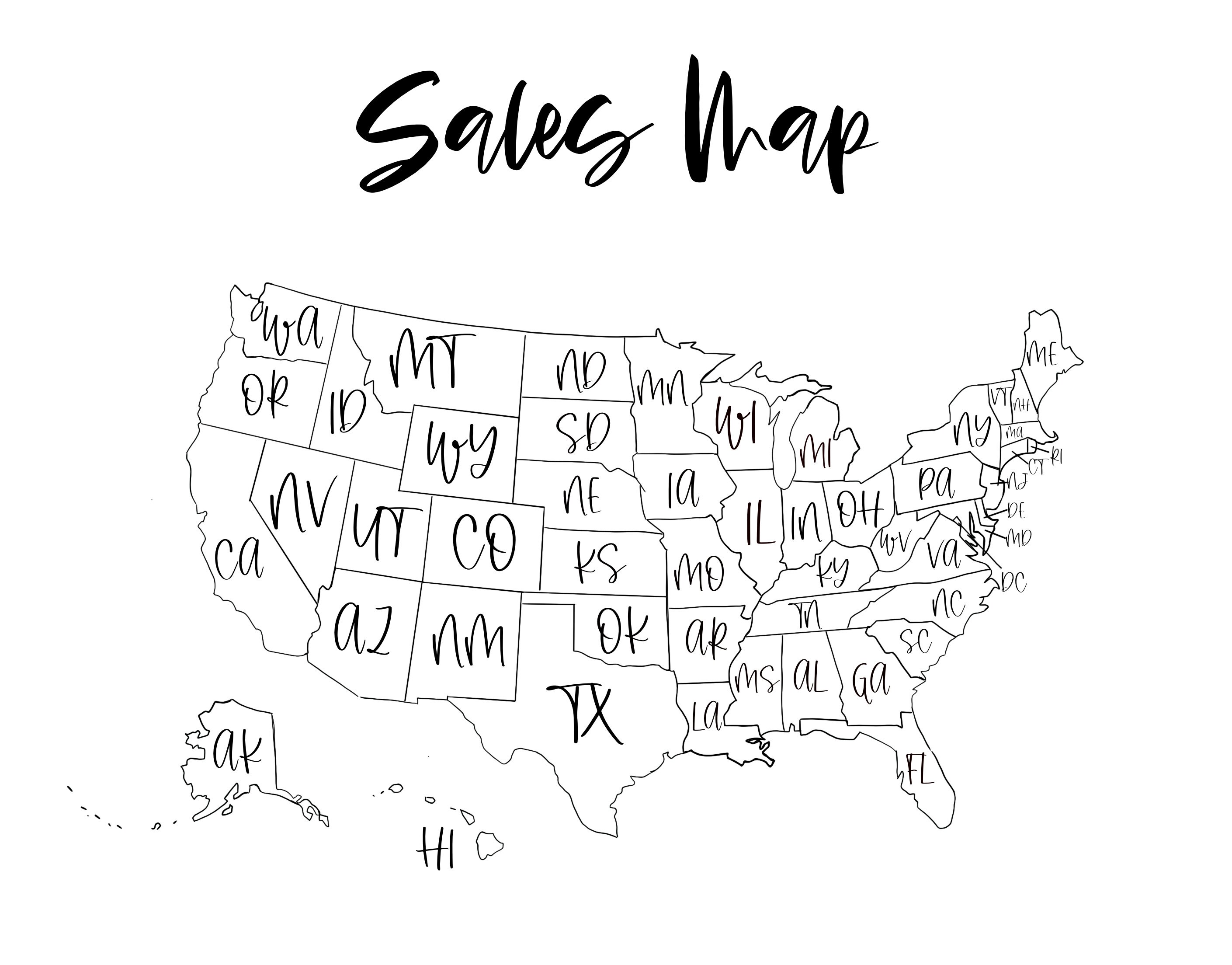 Sales Map Tracker Procreate Or Printable United States Etsy Etsy Hong 