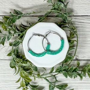 Green Rhinestone Hoop Earrings