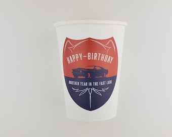 Muscle Car Themed Cups-8 Pack- fast car party, car party theme, race car party, adult party, teenage party