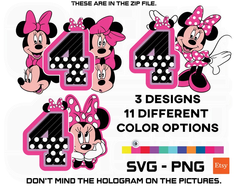 Printable Minnie Mouse 4th Birthday Minnie 4th Birthday Svg Etsy