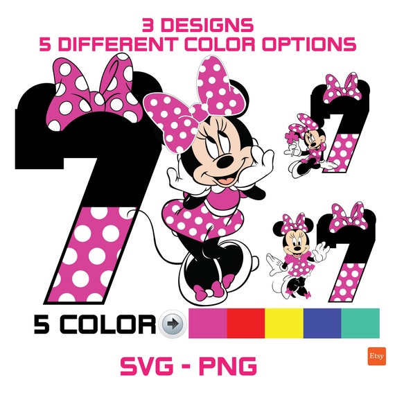 printable minnie mouse 7th birthday cake topper birthday etsy