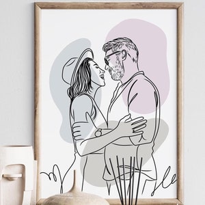 Personalized Family Line Art Drawing from Photo, Customized Couple Portrait Gift, Thoughtful Art Gift for Loved Ones