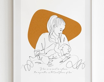 Dessin de ligne personnalisé, dessin d'art de ligne de famille, cadeau de mère personnalisé, portrait de famille, illustration personnalisée, cadeau de fête des mères