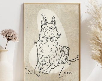 Benutzerdefinierte Haustier Porträt Zeichnung, personalisierte Hund und Katze Zeichnung vom Foto, Haustier-Liebhaber-Geschenk, Line Art Porträt, minimalistische Haustier Skizze