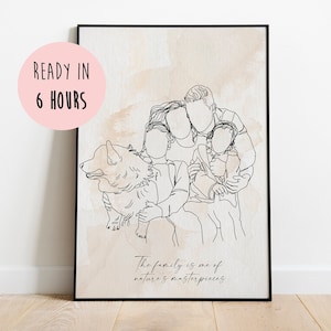 Custom Family Portrait, Faceless Portrait, Custom Illustration, Line Drawing from Photo, Personalized Family Portrait, Gift For Family