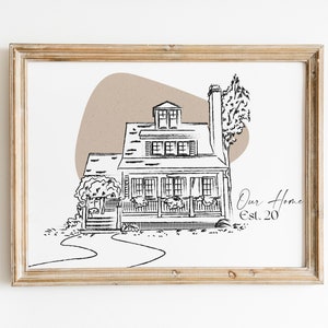 Custom Home Drawing, House Portrait Drawing From Photo, House Portrait, Housewarming Drawing, New Home Gift