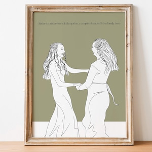 Custom Best Friend Art Portrait, Friend Gift, Personalized Colorful Line Art, Personalized Digital Drawing Gift, Custom Minimal Line Art