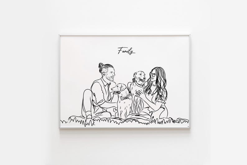 Custom Family Drawing With Multiple Photo Combined, Add Loved Ones to ...