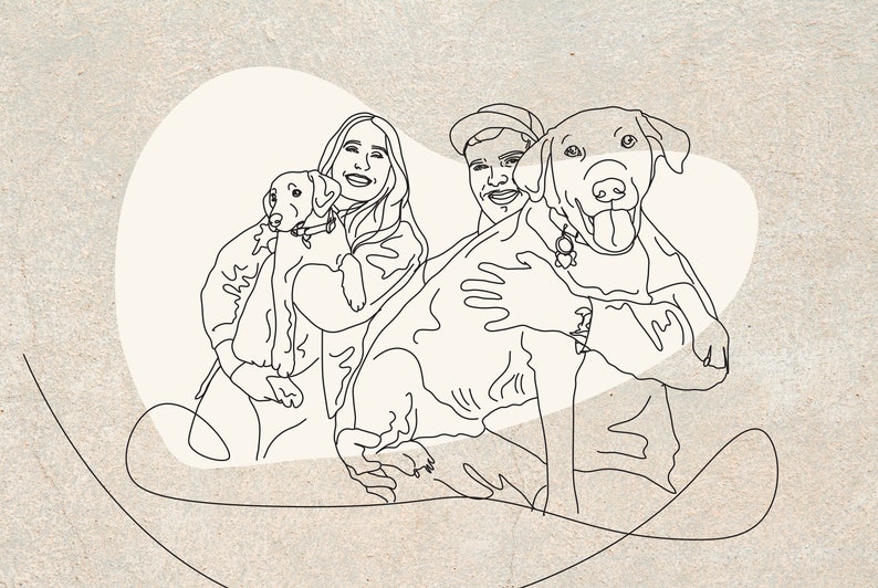 Custom Family Line Art Portrait, Line Art Illustration Print, Personalization Line Drawing Gift, Birthday Gift image 4