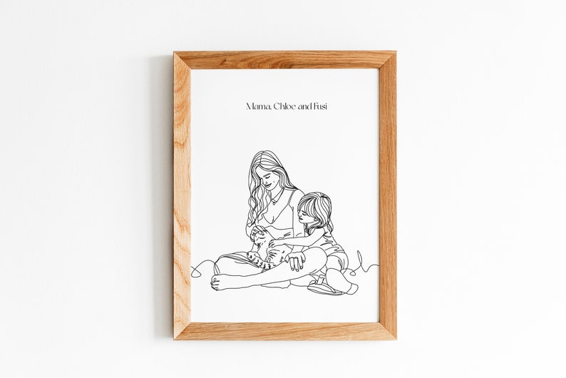 Custom Family Line Art Portrait, Line Art Illustration Print, Personalization Line Drawing Gift, Birthday Gift image 5