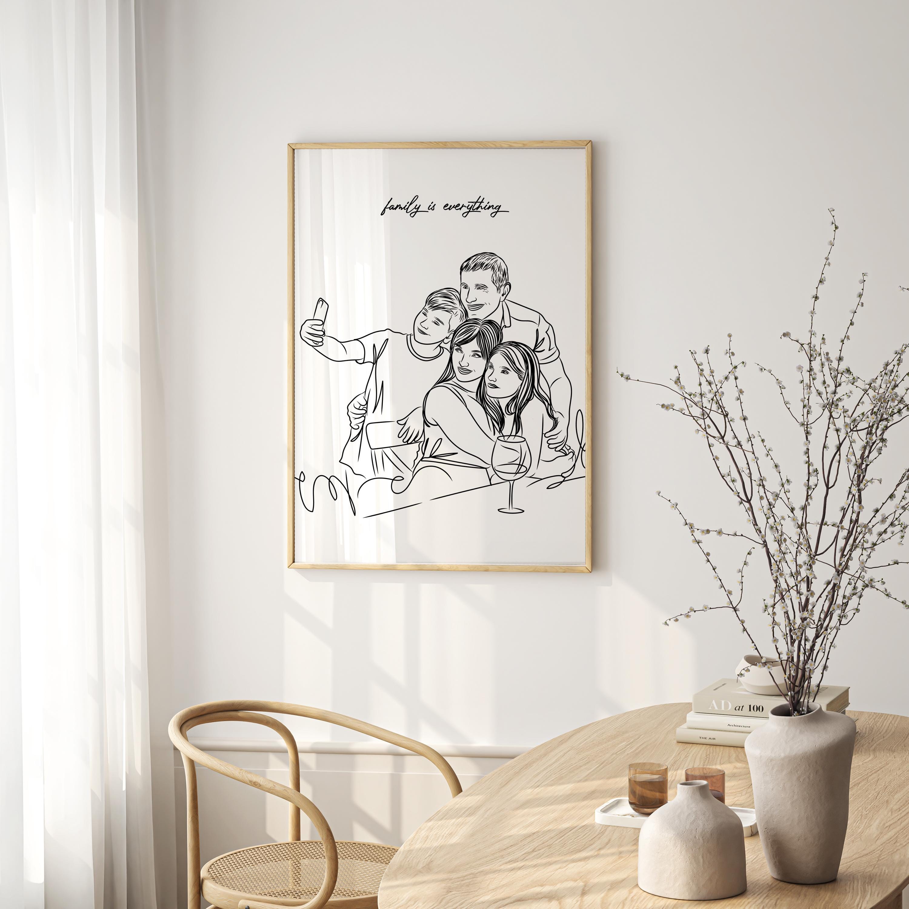 Custom Line Art Portrait Lost One, Personalized Illustration for Unique ...