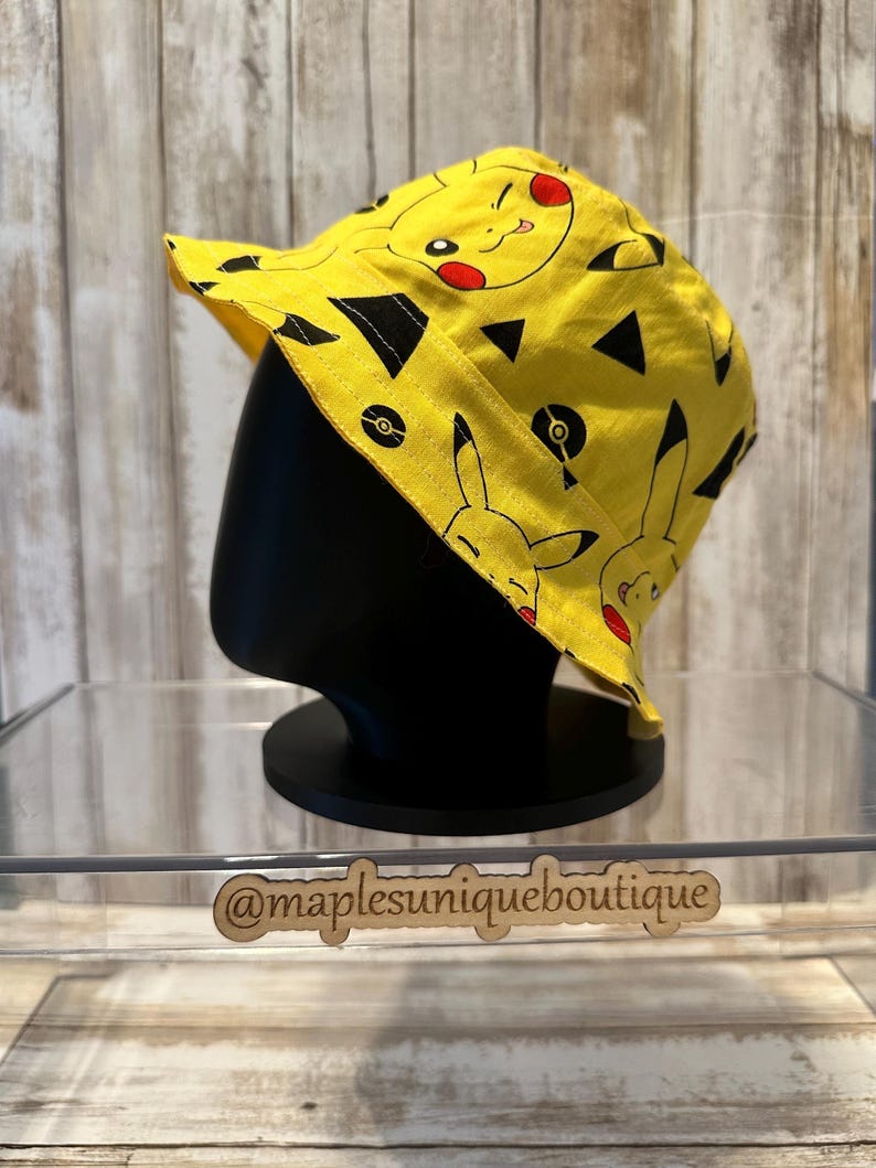 Triangle Pickachu Handmade Anime Bucket Hat | Yellow Cartoon Sun Hat - Etsy