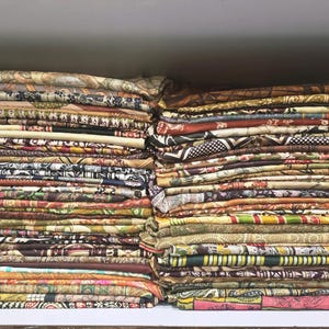 Vintage Silk Sari Fabric Scrap Bundle: Crafting Squares image 4