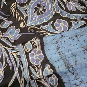 Vintage Batik Silk Sari - 5 Yard Pure Silk Fabric
