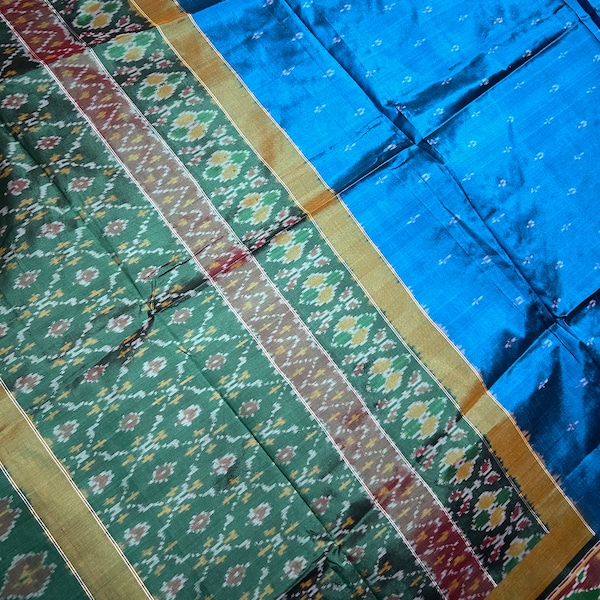 Vintage Pure Silk Dupatta 100% Ikat Patola Indian Dupatta Pochampally Hand Woven Ikat Dupatta Golden Zari Border Vintage Patola Scarf