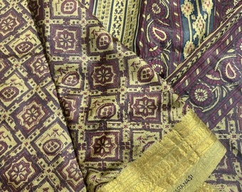 Vintage Silk Sari 100% Pure Silk Sari Fabric 5 Yard Silk Fabric Silk Saree Vintage Silk Saree Dress Making Fabric Women Wear Silk Saree