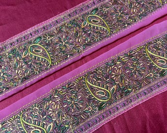 Vintage Embroidered Saree Border: 3-inch Sari Trim, Craft Supply