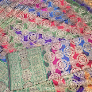 Antique Rangkat Brocade Saree: Pure Satin Silk Banarasi Golden Zari Sari