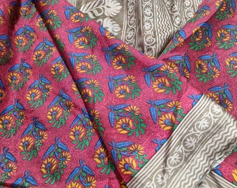 Vintage Silk Sari Mujeres Use 100% Pura Seda Sari Tela 5 Yardas Seda Saree Saree Vintage Silk Saree