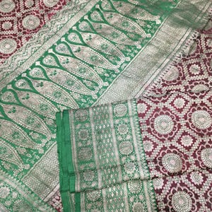 Vintage Banarasi Brocade Saree: Real Golden Zari Satin Silk