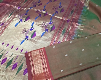 Vintage Handloom Paithani Silk Saree: Indian Wedding Sari