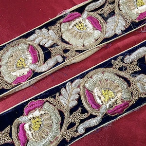 Bordure de sari vintage bordure de broderie bordure de sari bordure de sari vintage fourniture d'artisanat bricolage décoration de la maison ruban de broderie de dentelle bordure de sari vintage