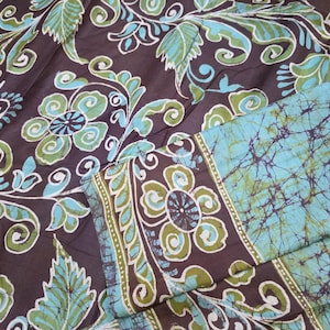 Vintage Batik Silk Sari - 5 Yard Pure Silk Fabric