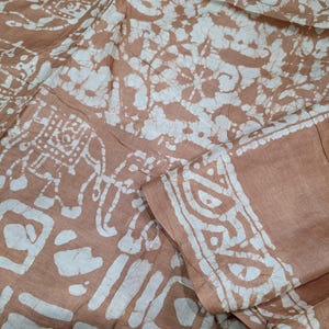 Vintage Batik Silk Sari - 5 Yard Pure Silk Fabric