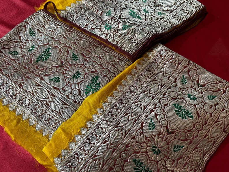 Vintage Saree Border Vintage Brocade Border Vintage Sari Trims Indian Sari Border Border DIY Costume Fabric Vintage Silk Saree Banarasi Trim image 1