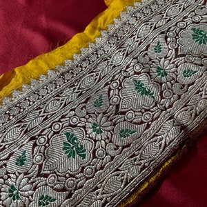 Vintage Saree Border Vintage Brocade Border Vintage Sari Trims Indian Sari Border Border DIY Costume Fabric Vintage Silk Saree Banarasi Trim image 2