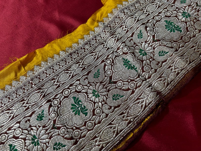 Vintage Saree Border Vintage Brocade Border Vintage Sari Trims Indian Sari Border Border DIY Costume Fabric Vintage Silk Saree Banarasi Trim image 2