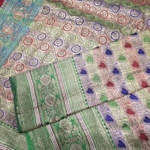 Antique Rangkat Brocade Saree: Pure Satin Silk Golden Zari