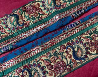 Vintage Embroidered Saree Border: 3-inch Sari Trim, Craft Supply