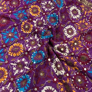 Vintage handbroderad Phulkari Dupatta: Georgette Scarf
